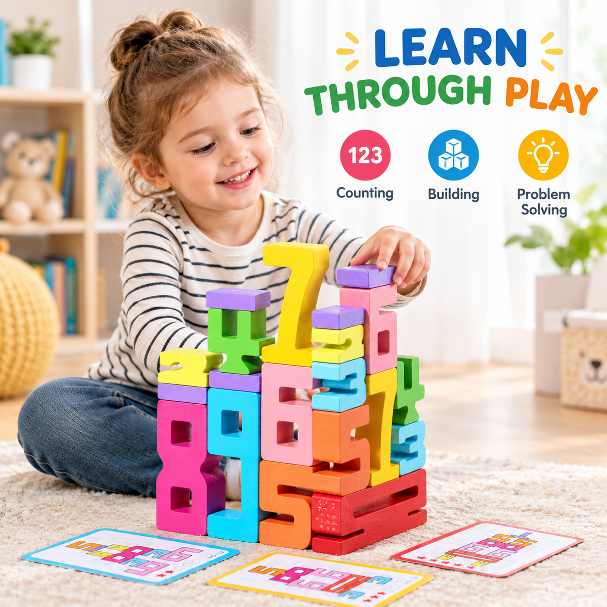 Number Wooden Stacking Blocks (20 Pieces)