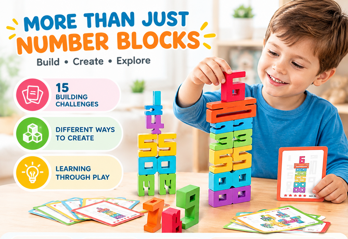 Number Wooden Stacking Blocks (20 Pieces)