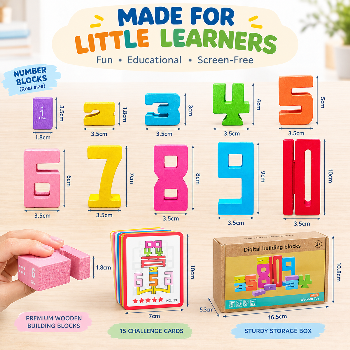 Number Wooden Stacking Blocks (20 Pieces)